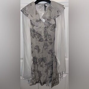 Coach Silver Floral Long Sleeve Dress